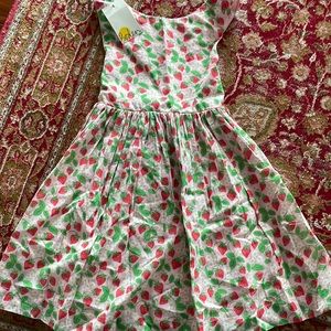 Boden Girls Strawberry Dress 3/4 NWT